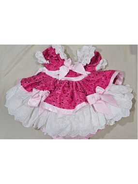 Girls The Paper Doll Cindy Formal Dress Size 2 Pink and White Sequin Bows